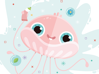 Jelly animal character color design illustration product water