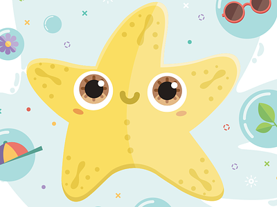 Star animal character color design draw illustration product vector water