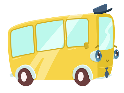 School Bus bus cartoon character color design illustration vector