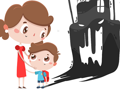 Shadow cartoon character child color colorful cute design draw illustration kids vector