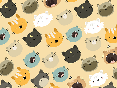 Cats cartoon character color cute design illustration pattern sketch texture vector