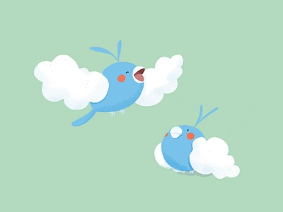 Swablu cartoon character color cute design doodle illustration pokemon swablu