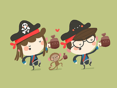 Pirate cartoon character color cute design doodle illustration pirate