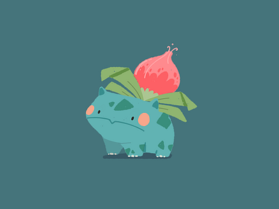 Ivysaur bulbasaur cartoon character color cute design doodle illustration pokemon