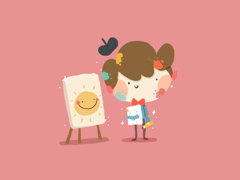 One cartoon doodle design character color cute illustration