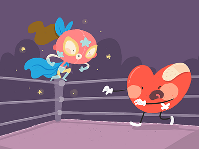 Fight cartoon character color cute design doodle illustration