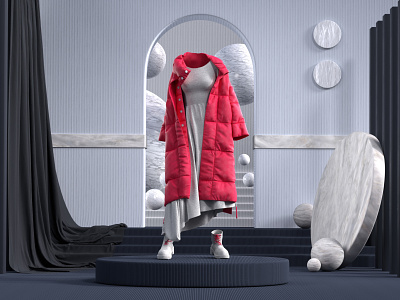 Fall Girl Outfit - Red theme 3d 3d illustration animation blender branding clo3d cloth creative cycles design fabric fashion graphic design illustration motion graphics