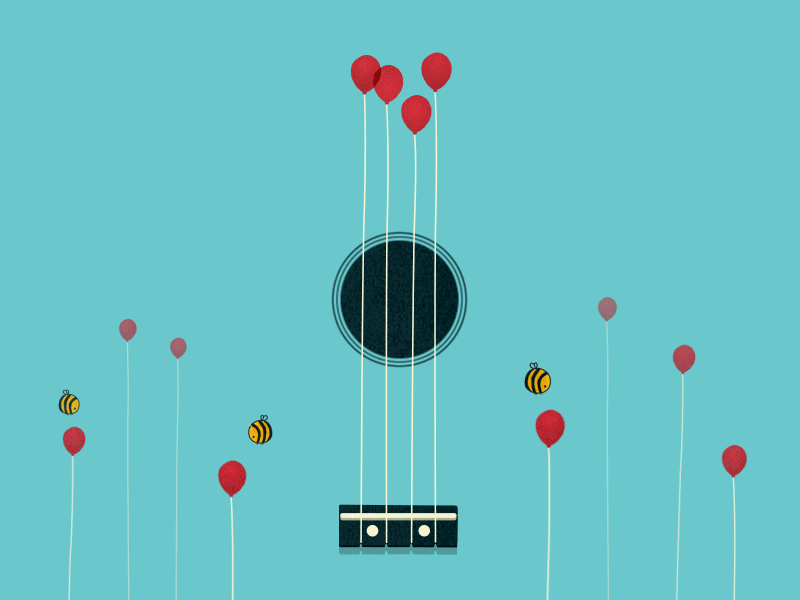 Fly balloon bee fly graphic guitar illustration motion music