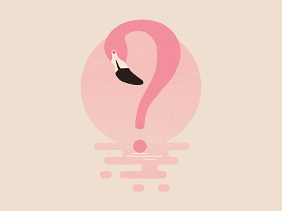 Q design flamingo flat graphic illustration mark pink question sun
