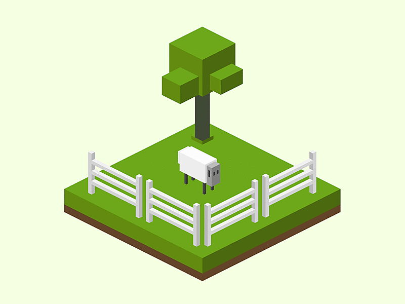 Jumpy Sheep 2d animation design farm framebyframe hexels illustration isometric sheep tree