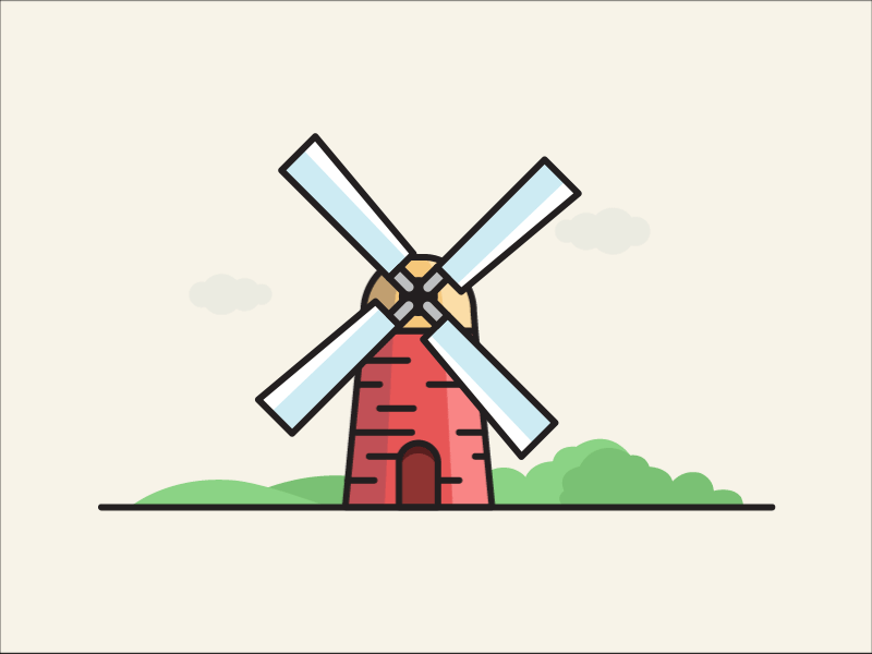 Windmill Animated Illustration aftereffects animated icon animated illustration animation illustration minimal windmill