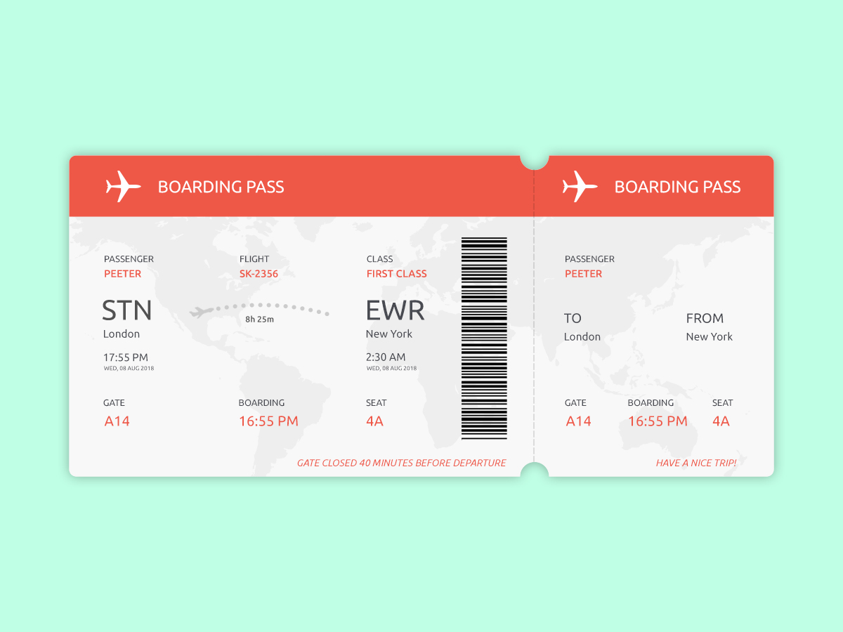 Daily UI Challenge 02 - Boarding Pass by Shiva on Dribbble
