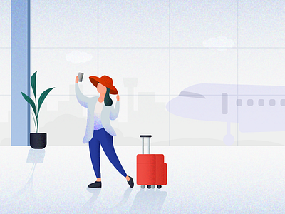 Daily UI Challenge 10 - Journey Illustration airport banner character dailyui flight girl illustration illustrations journey selfie shadow travel ui