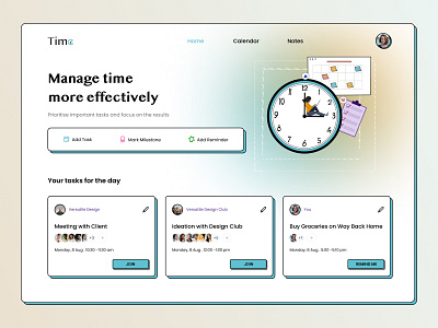 Time Management Tool app appui branding design illustration interface management priduct design product time tool ui website