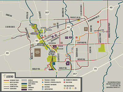 Trail Map bike design illustration indiana map parks streets trail