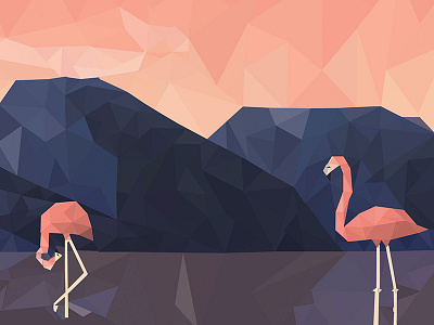 Flamingo Low-Poly art blue church design flamingo gradiant graphic design illustration low poly pink student