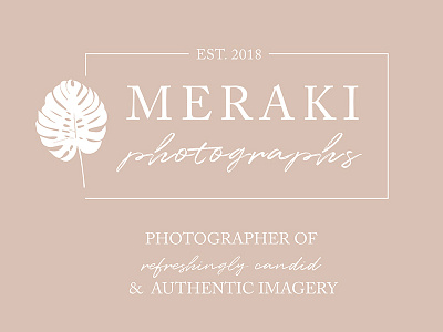 Meraki Photographs Blush blush branding logo logo design meraki minimal monstera photographer photography plant