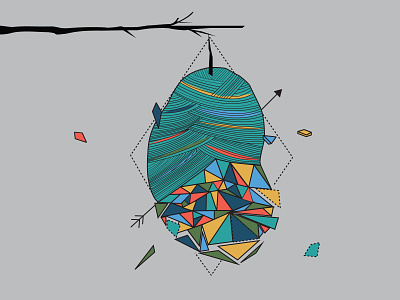 Geometric Cocoon animal butterfly caterpillar cocoon colorful geometric geometric illustration graphic design illustration insect nature teal