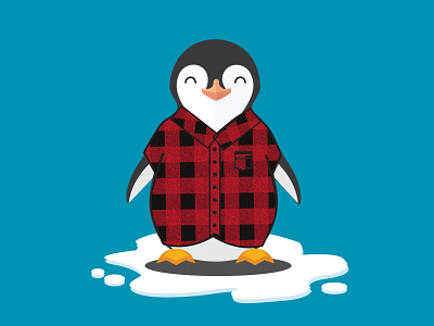 Penguin wearing flannel animal animal art animal character autumn clothes fall flannel illustration lumberjack penguin quirky winter