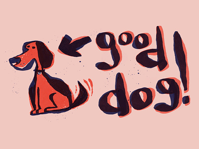 Good Dog animal art blue character design digital dog good illustration procreate red type typography