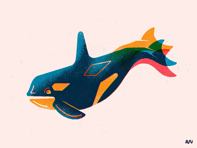 Orca on the Go! animal character creature dolphin illustration killer whale mammal marine nature ocean orca pacific northwest pnw puget sound risograph sea life water whale wildlife