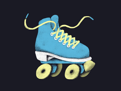 Rowdy Roller Skate blue boot dance fast footwear fun glide grain illustration impala inline laces quad retro roll roller rollerskate skate wheels yellow