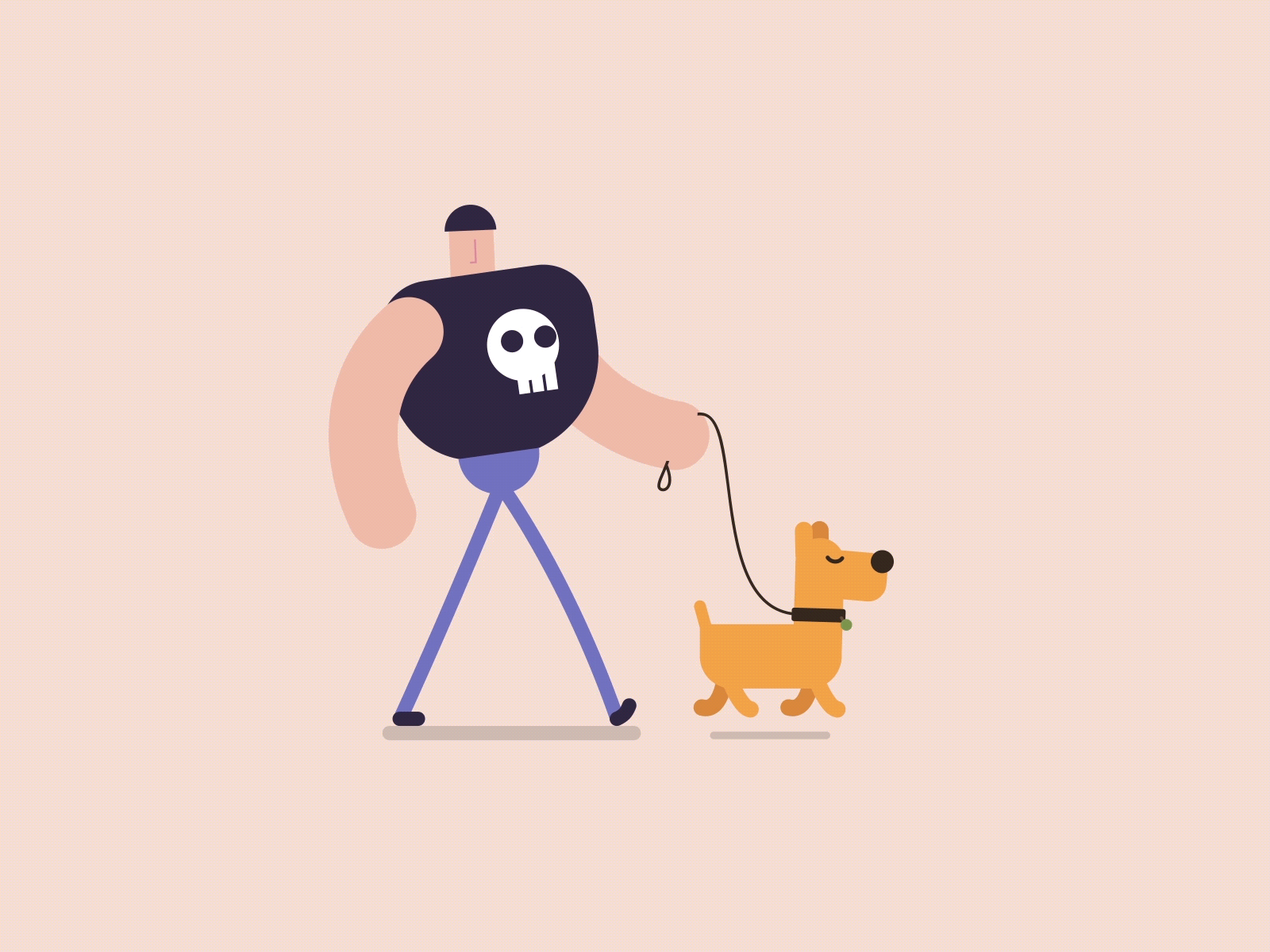 Character and walking dog 2d 2d animation 2d character after effects animation animation design art character design dog dog illustration gif animation graphic design illustration illustrator motion motion graphics skull thug walking