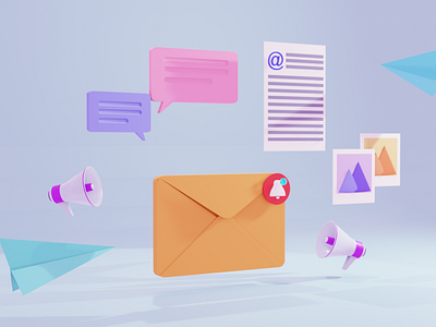 3D Email Notification illustration Design