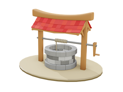 3D Well design for a Game Asset 3d 3d model animation asset blender cartoonish design game graphic design grey illustration infographic modelling rain render video game water well