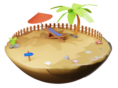 3D Beach Model 3d 3d model animation beach blender design fish graphic design hot motion graphics ocean render summer trees water