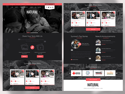 UI Design for a Disaster Survival Website children climate dark design disaster figma graphic design help homeless illustration mockup natural ngo photoshop poor red refugee survival survive ui