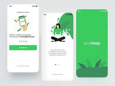 Ecoloop Recycling App app branding clean ecoloop green illustration illustrations illustrations／ui logo mobile recycle app ui uidesign vector white