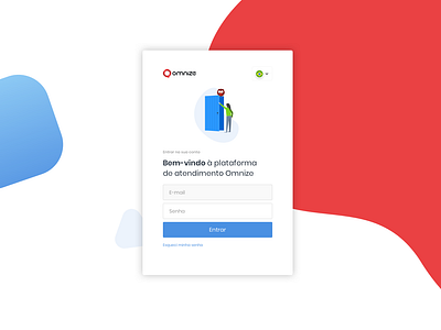 Omnize - Login branding chat clean design illustration invision login login page mascot minimalist omnize owl prototype red red and blue ui ux