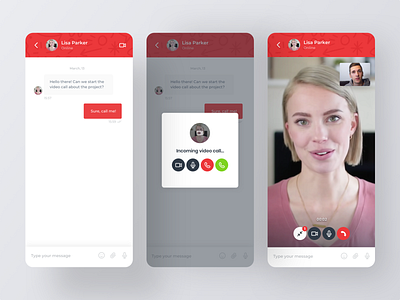 Video call on the website app chat design ui incoming mobile omnize red uxdesign video call web chat widget