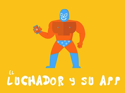 El Luchador y su App app diseño español libre lucha luchador mexico plano simple uruguay vibrante