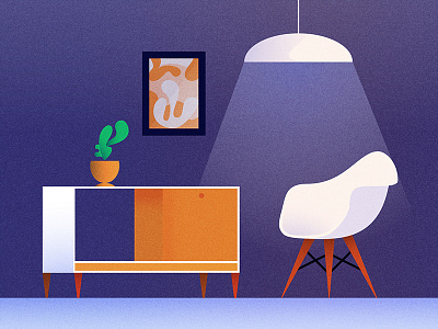 Living room & Eames Chair chair eames fernandez illustration leandro living minimal room texture trending