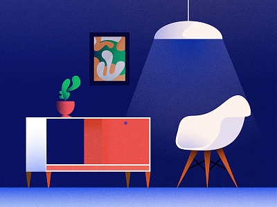 Living room & Eames Chair chair eames fernandez illustration leandro living minimal room texture trending
