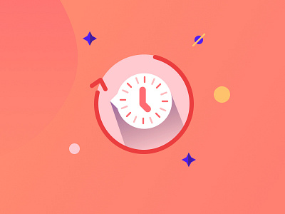 Space Timer flat gradient icons illustrator kit time traveller web