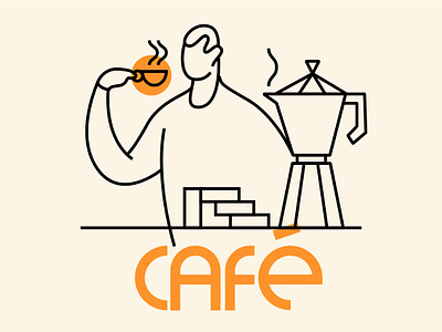 Café de Domingo - Sunday Coffee character clean coffeeshop lineal minimal simple sunday uruguay vector vector illustration