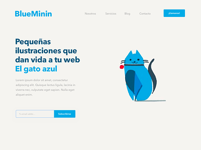 El Gato Azul blue cat illustration landing landingpage minimal small software web