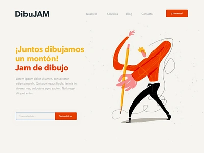 Jam de Dibujo Landing branding drawing flat illustration landing landing page minimal people person simple small software ui website