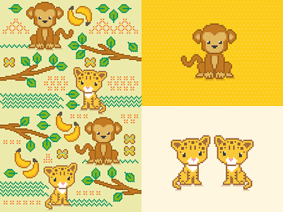 Pixel Animals animals jaguar monkey pixel pixel art