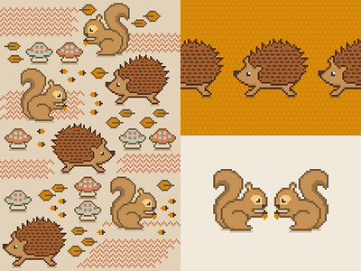 Pixel Animals animals pixel pixel art porcupine squirrel