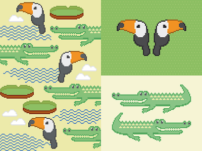 Pixel Animals animals bird crocodile pixel pixel art toucan