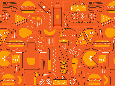 Food Pattern food geometric shapes icon illustration line minimalist pattern