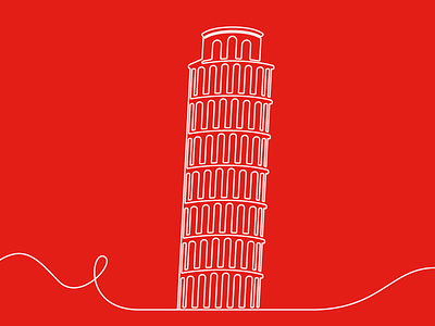 Tower of Pisa brand icon identity lace line tower of pisa