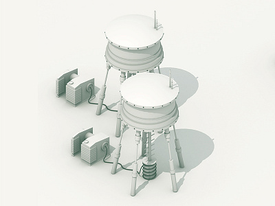 Watertowers 3d ao c4d cable cinema 4d cord electric generator iso isometric model power render towers water towers watertowers