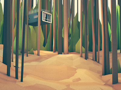 Treehouse architecture c4d cinema 4d foliage forest grass ground habitat house landscape leaves low poly lowpoly model nature render treehouse trees woods
