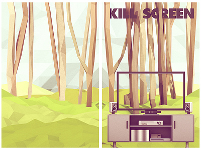 Kill Screen #7 [Cover] 3d ao c4d cinema 4d cover culture game gaming great outdoors illustration issue kill screen low poly lowpoly magazine model nature outdoors render speakers trees tv video game videogame