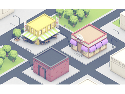 Town 3d architecture buildings c4d cinema 4d city low poly lowpoly models render roads town